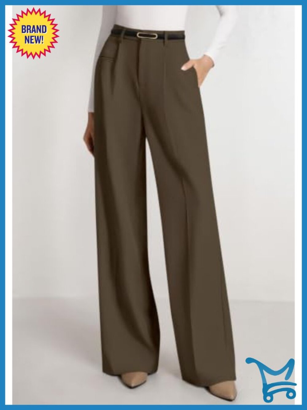 Wide Leg Dress Pants High Waisted Flowy Palazzo Trousers Business Casual Work - Picture 4 of 6